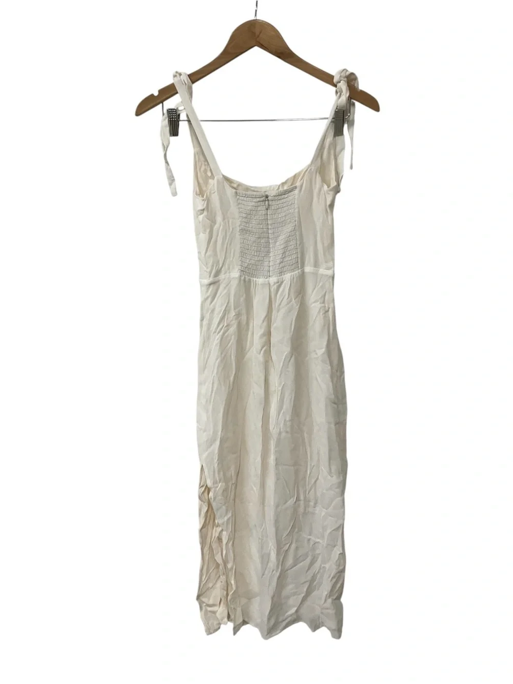 Reformation Cream Tie-Shoulder Midi Slip Dress